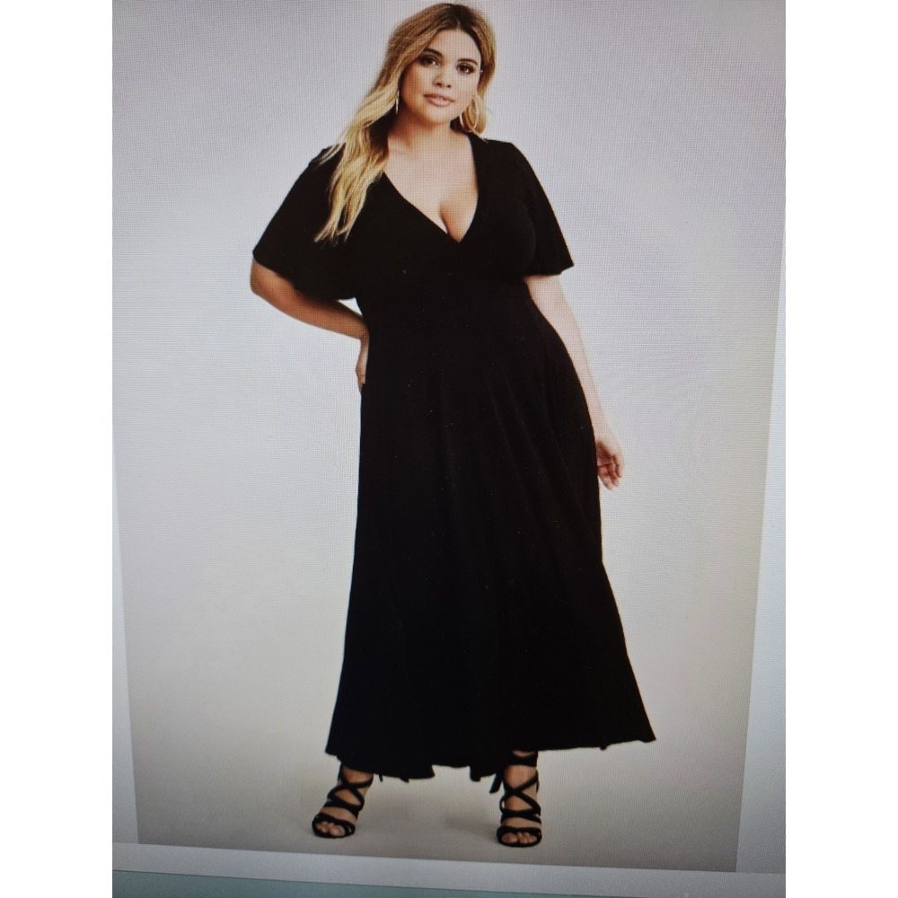NWOT Torrid Black V-Neck Empire Waist Stretchy A-Line Maxi Dress, Plus 3X